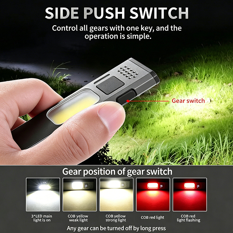 Multifunctional Mini Work Flashlight, Pocket Flashlight, Tactical Flashlight, Magnetic Clip, Portable Flashlight