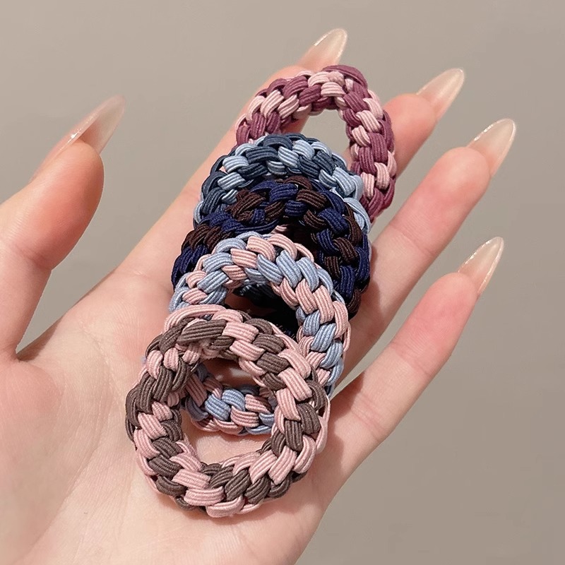 Corda de cabello de cola de caballo de tejido coreano, tocado de banda de goma de alta elasticidad no lesionar bola de cabello, cuerda de cabello