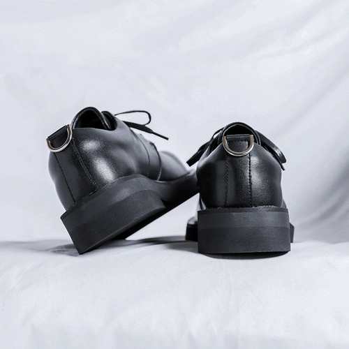 Niche large leather shoes men's casual business round toe derby shoes  dark British style trend 188188-R