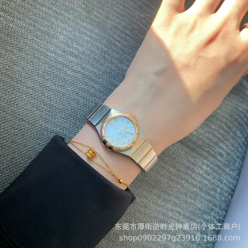 时尚高颜值欧家贝母商务4代星座钢带外贸跨境百搭轻奢石英女表|undefined