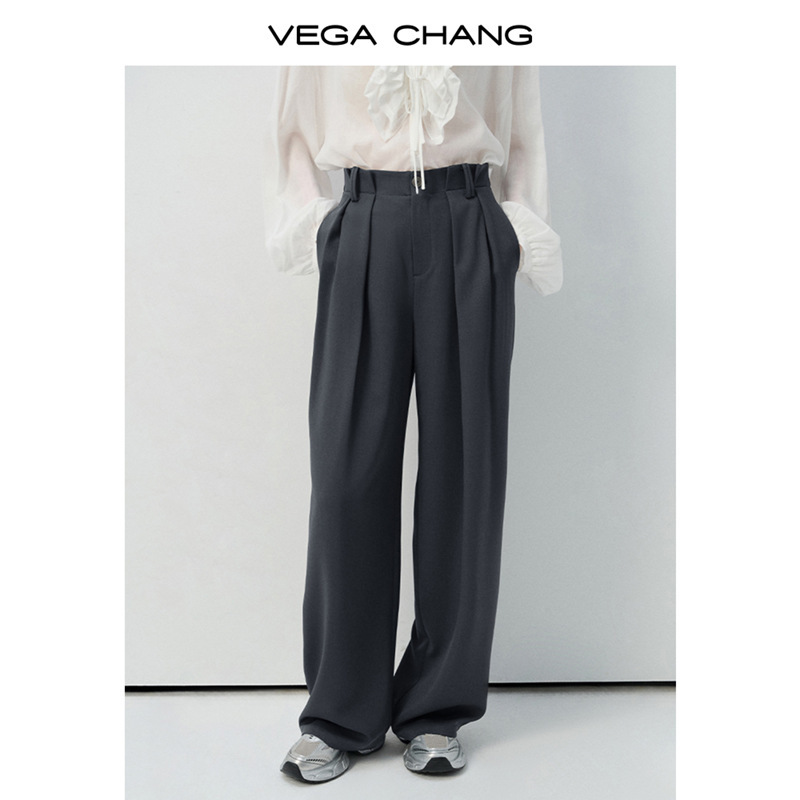 VEGA CHANG白色衬衫女2025秋季新款设计感法式V领荷叶边长袖上衣|undefined