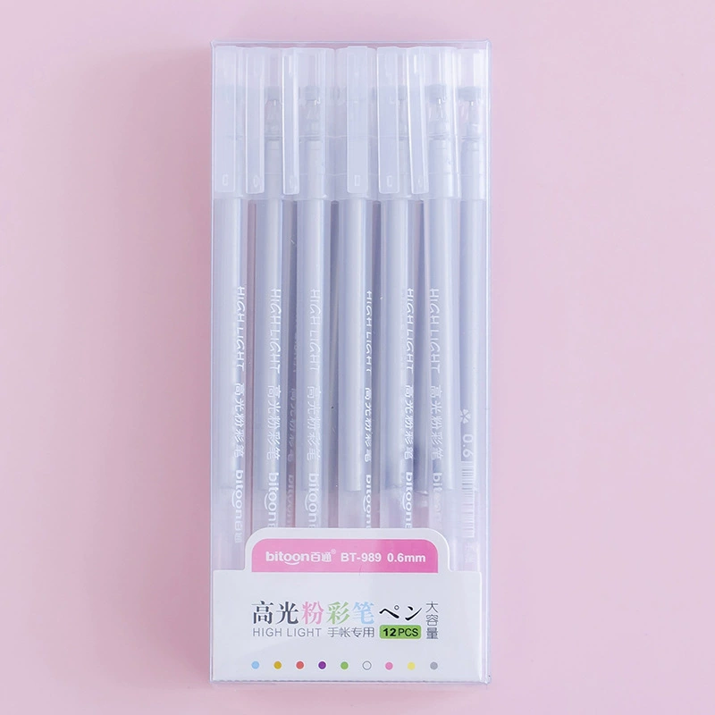 百通 Flashing crayons, glowing gel, shiny marker for elementary school students, 12 colors