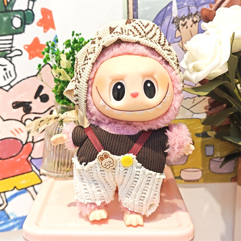 Labubu ベビー服ビニールラブブ 17 センチメートル人形かわいいドレスアップカジュアルスーツスカートぬいぐるみ服|undefined