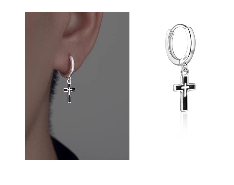 1 Pair Simple Style Cross Plating Copper Drop Earrings display picture 2