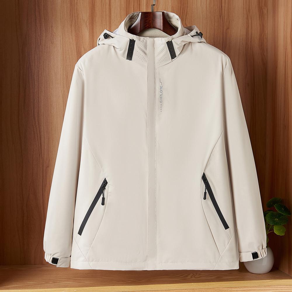 3 - en - 1 traje de asalto desmontable a prueba de viento dos piezas juego de ropa de trabajo de terciopelo casual capa de impresión LOGO para hombres