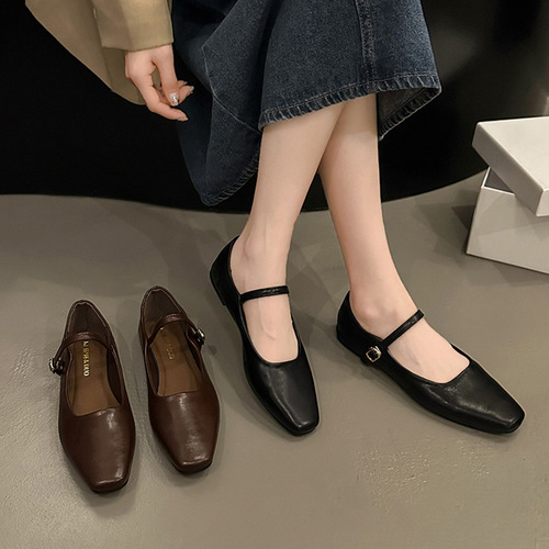French evening breeze commuting single shoes for women, wholesale new spring Korean version fairy thick heel Mary Jane small leather shoes