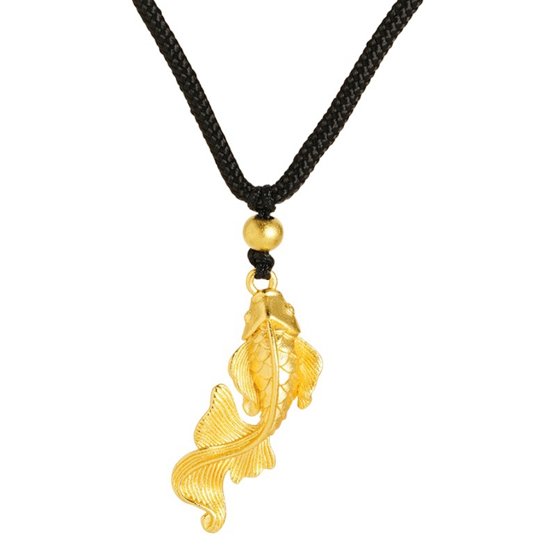 Big Fish Begonia trenzado cuerda colgante nacional retro Vietnam arena oro koi collar joyería de la aleación de cobre no se desvanece durante mucho tiempo