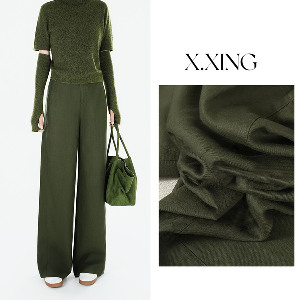 Women's Summer Thin Pants, Cool Tencel Linen Wide-Leg Pants, High-End Old Money Style, Casual High-Waisted Long Pants, Cotton and Linen