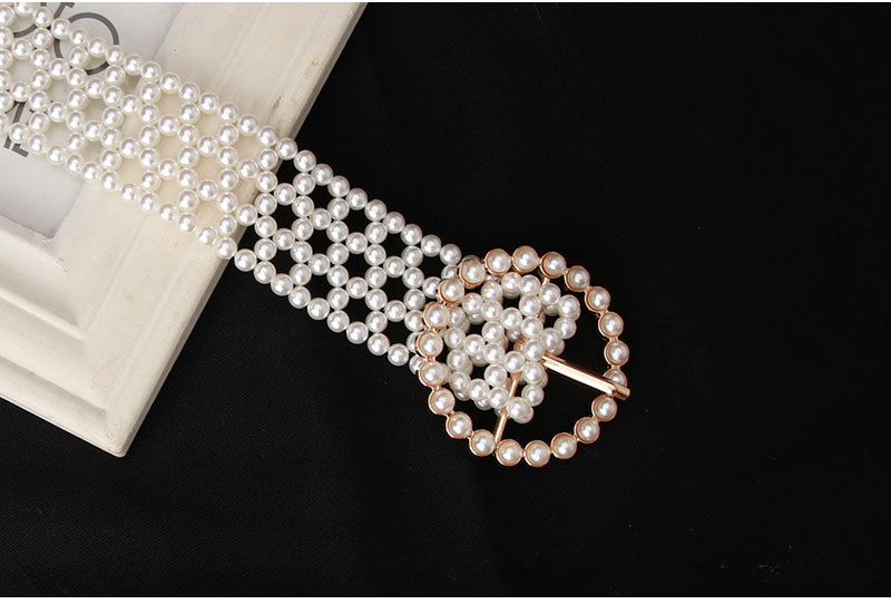 Wholesale Fashion Elastic Pearl Beaded Belt Nihaojewelry display picture 10