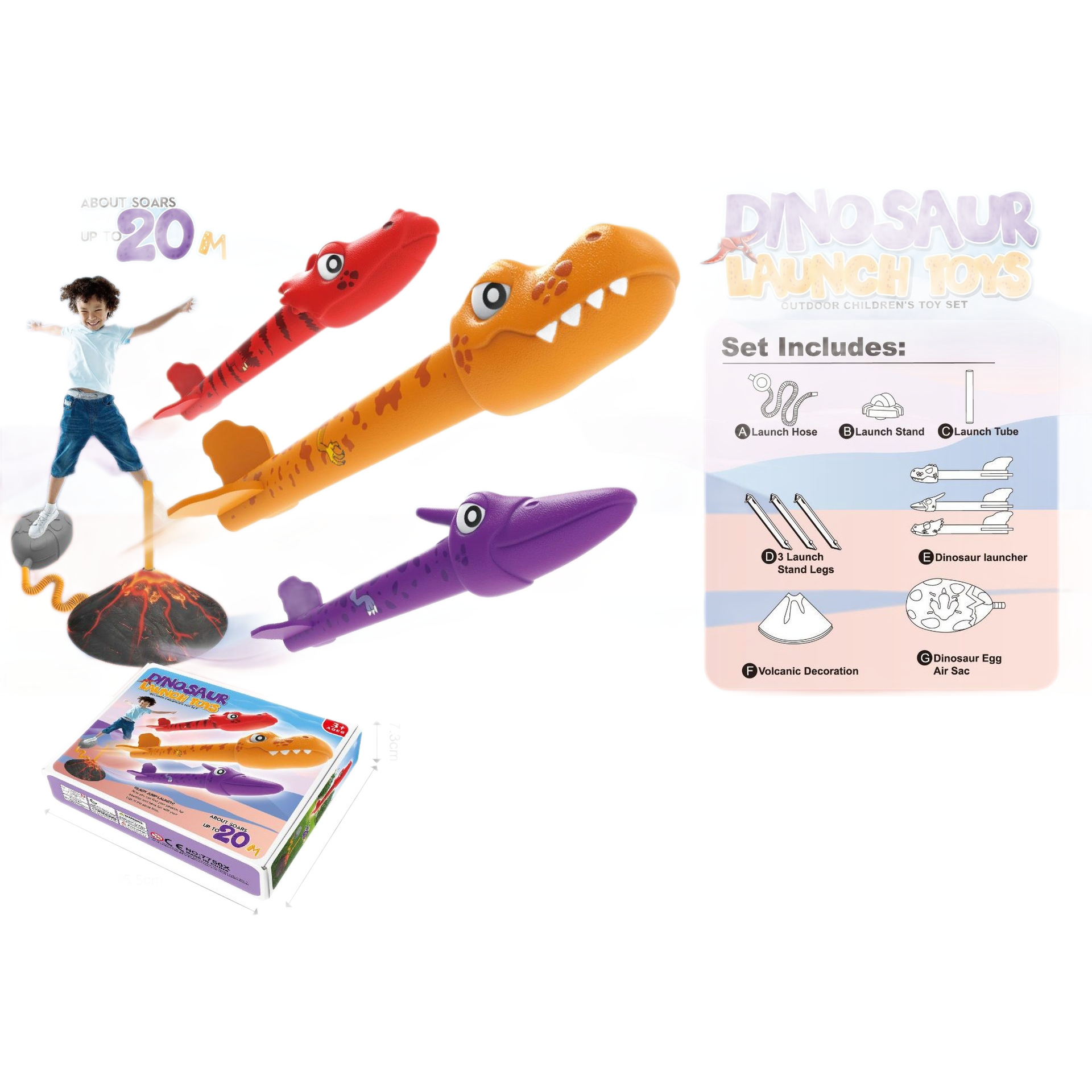 Juguetes interactivos al aire libre transfronterizos volar dinosaurios cohetes Amazon lanza cohetes artillería catapulta platillos voladores