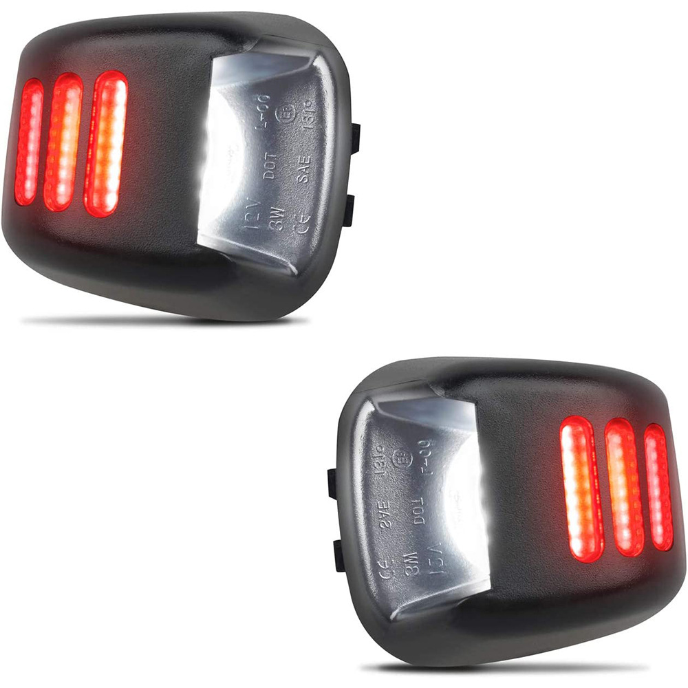 2Pcs Red White Light 18 Lamp Black Led License Plate Light for Nissan Navara D40 Titan 07-19 Years