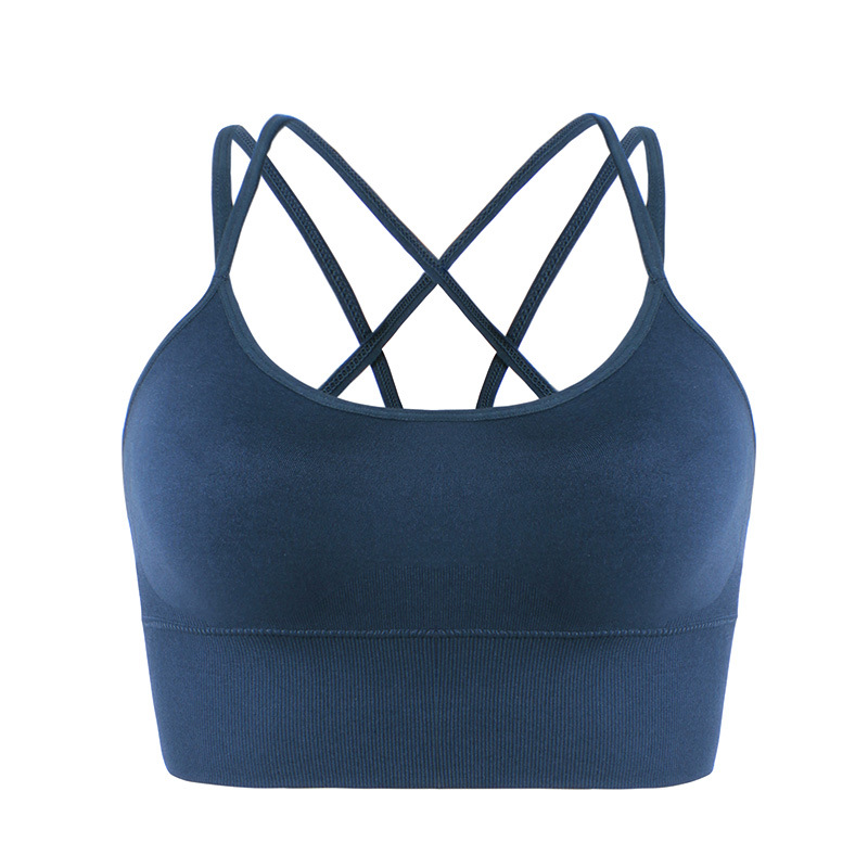 Europa y América Correa delgada Cruz espalda inalámbrica deportes sujetador rápido-secado a prueba de golpes fitness Plus tamaño yoga deportes ropa interior para mujeres