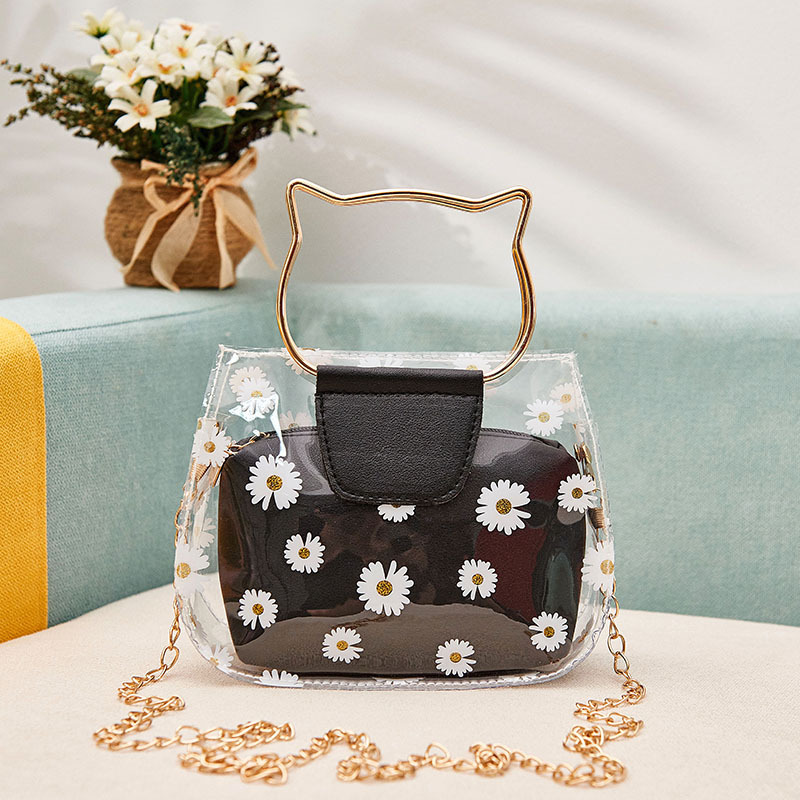 Impresión transparente pequeña bolsa de mano nueva bolsa de verano japonesa y coreana, mini bolsa de mano, bolsa de mujer transparente al por mayor image 7