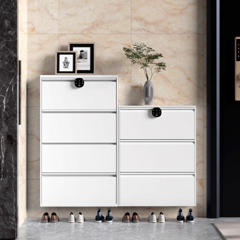 Lockable Outdoor Anti-Theft Steel Ultra-Thin Shoe Cabinet for Home Use 15cm Outdoor Flip-Up Cabinet Entrance Door Elevator Corridor