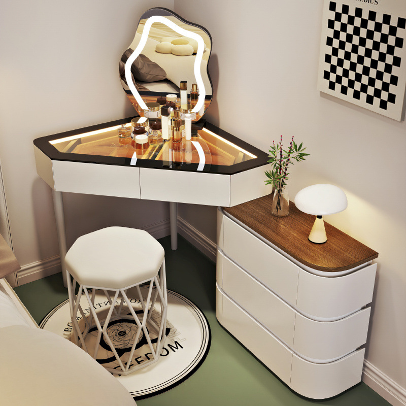 화이트 60cm 화장대 + 수납장 + 화장 거울 + 새 둥지 스툴 ♜⚑