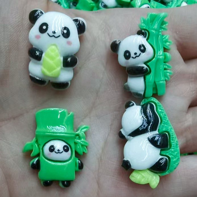 Nuevo lindo brillante bambú Panda accesorios de resina DIY crema pegamento accesorios para el cabello horquilla papelería caja material al por mayor