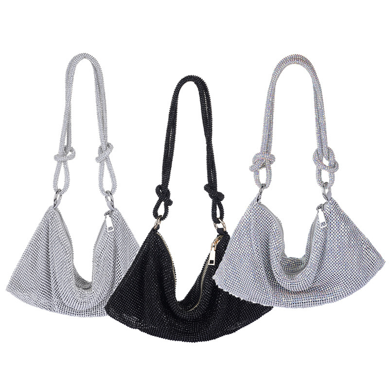Cross-border Tide Flash Rhinestone Handmade Banquet Evening Knot Diamond Full Diamond Underarm Bag Evening Bag Handbag Women's Bag