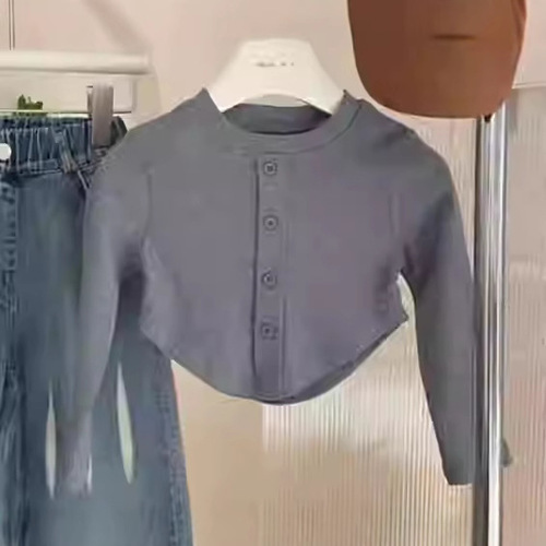 Children's Spring and Autumn New Jeans Set with Streetwear T-Shirt for Girls - Two-Piece Outfit for Girls