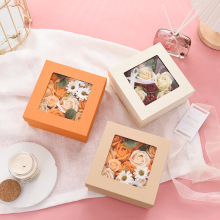 圣诞节透明开窗香皂花礼品盒创意正方形玫瑰花礼盒永生花包装盒