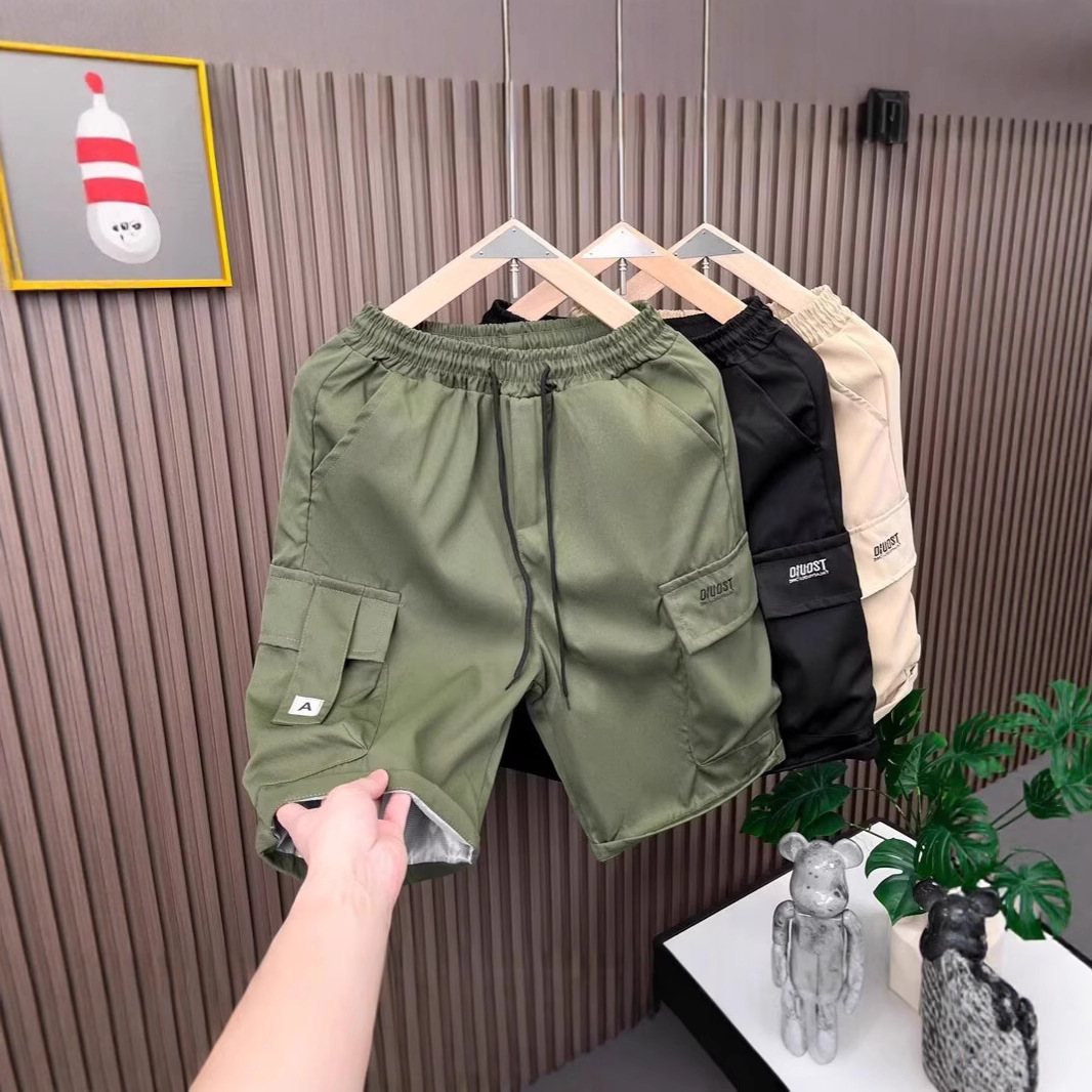 Summer Casual Shorts for Men with Multiple Pockets, Loose Straight-Leg, Five-Point, Japanese Retro Trendy Versatile Cargo Shorts