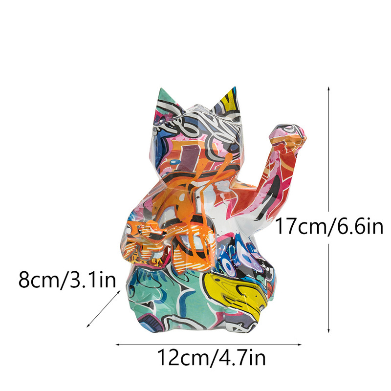 創造的な幾何学模様の招き猫樹脂製装飾品、店舗の風水、家庭のリビングルームのデスクトップ装飾工芸品|undefined