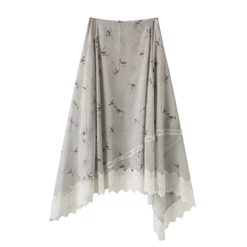 In Stock 2026 Summer New Fashion Casual Floral Irregular Lace Trim Patchwork Mid-Length Skirt 2K2Sb36 In Stock 2026 Summer New Fashion Casual Floral Irregular Lace Trim Patchwork Mid-Length Skirt 2K2Sb36
