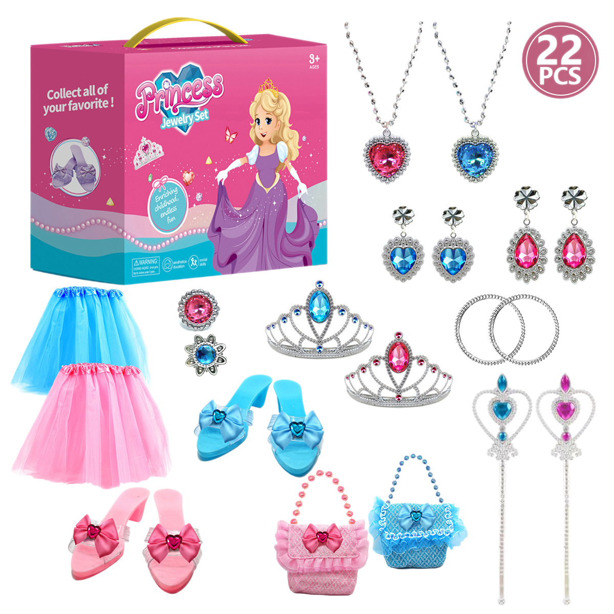 Princesa hecha a mano transfronteriza disfrazada con juguetes de roles para niñas collares de joyería caja de joyería para niñas pequeñas