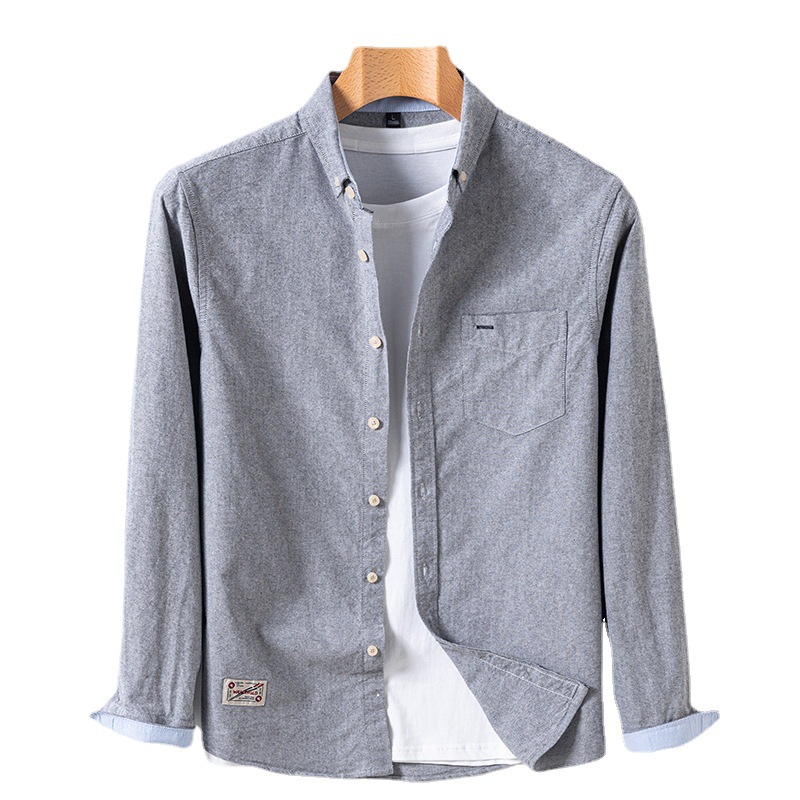 New cotton oxford shirt men's long sleeve spring and autumn casual shirt coat loose men's wholesale trend