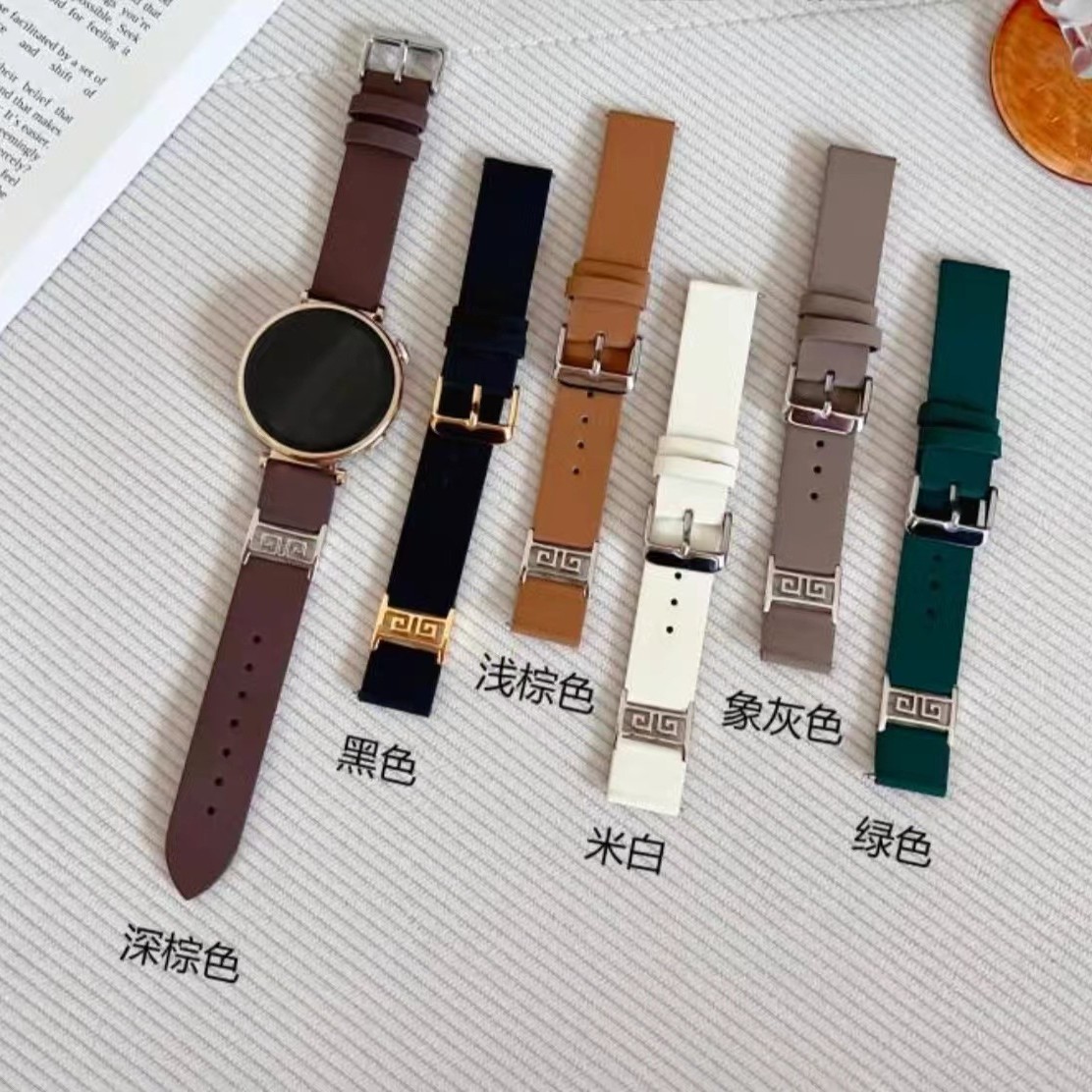 Suitable for Huawei GT4/5 Watch Strap Ladies New 41mm Creative Gold Hoop Metal Buckle Replacement Leather Strap