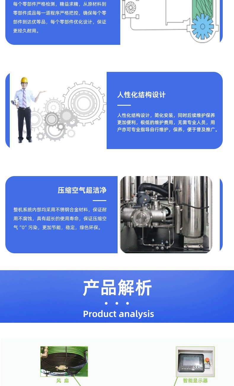 Oil-Free Water-Lubricated Air Compressor Small 7.5Kw Screw-Type Permanent Magnet Variable Frequency 15Kw Air Pump Air Compressor
