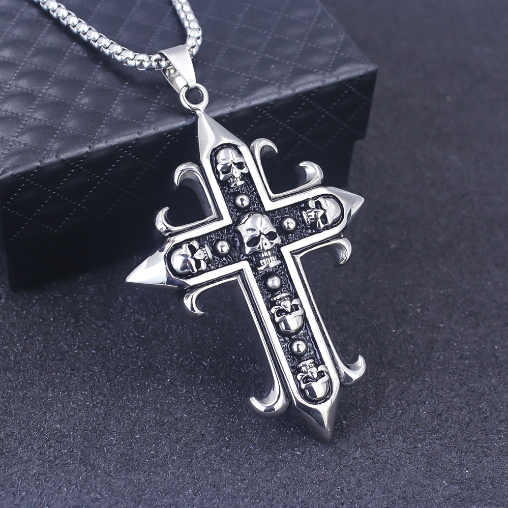 Men's Vintage Skull And Tiger Head Chain Necklace For Men_voghion.com