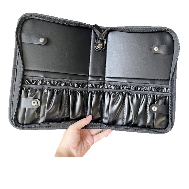 Capacious foldable makeup brushes bag