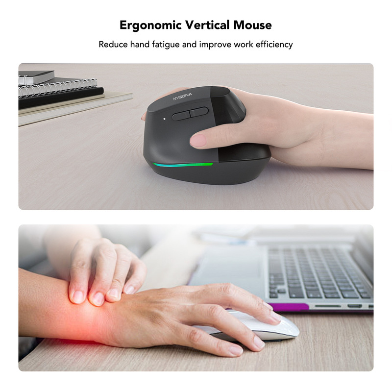 Kysona Em18Gc Vertical Office Mouse with Rechargeable Rgb Lighting Kysona Em18Gc Vertical Office Mouse with Rechargeable Rgb Lighting