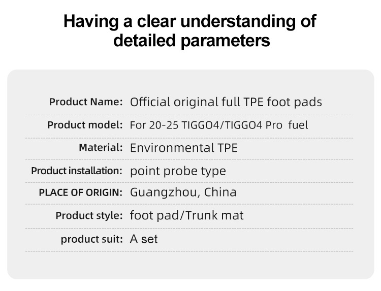 Suitable for 20-25 Tiggo Tiggo4 Pro/Tiggo4 Car Floor Mats, Fully Environmentally Friendly Tpe Trunk Mats