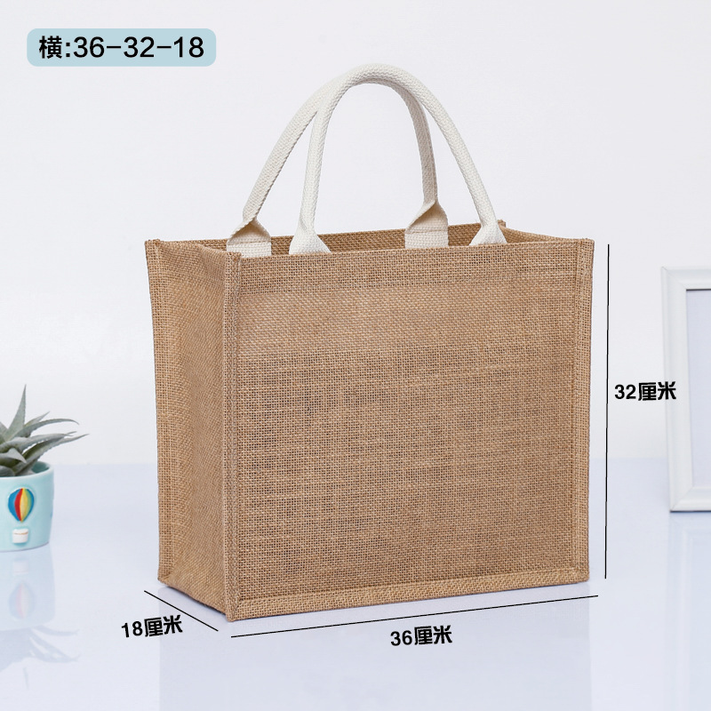 En stock yute bolso empresa regalo publicidad bolsa de lino en blanco DIY algodón y lino bolsa de compras de impresión al por mayor