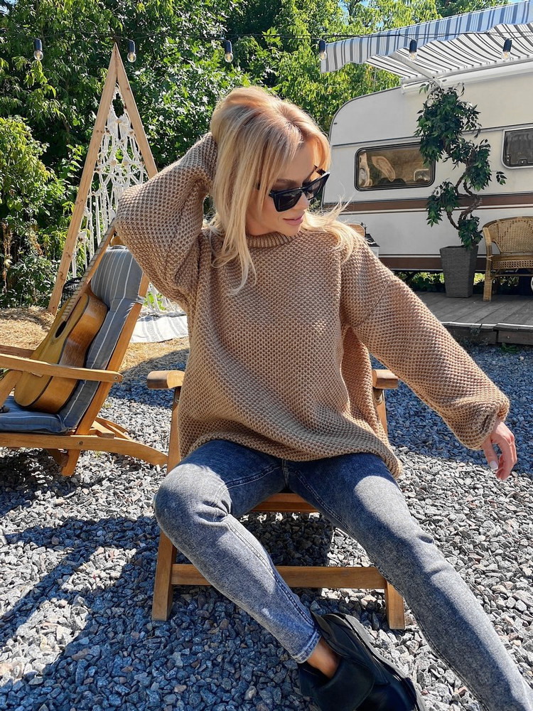 Round Neck Solid Color Pullover Sweater NSJXW106469