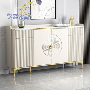 LYM Sideboard Integrated Wall-Side Cabinet Italian Cream Rock Board Entrance Shoe Cabinet Large Capacity Corridor Wall-Side
