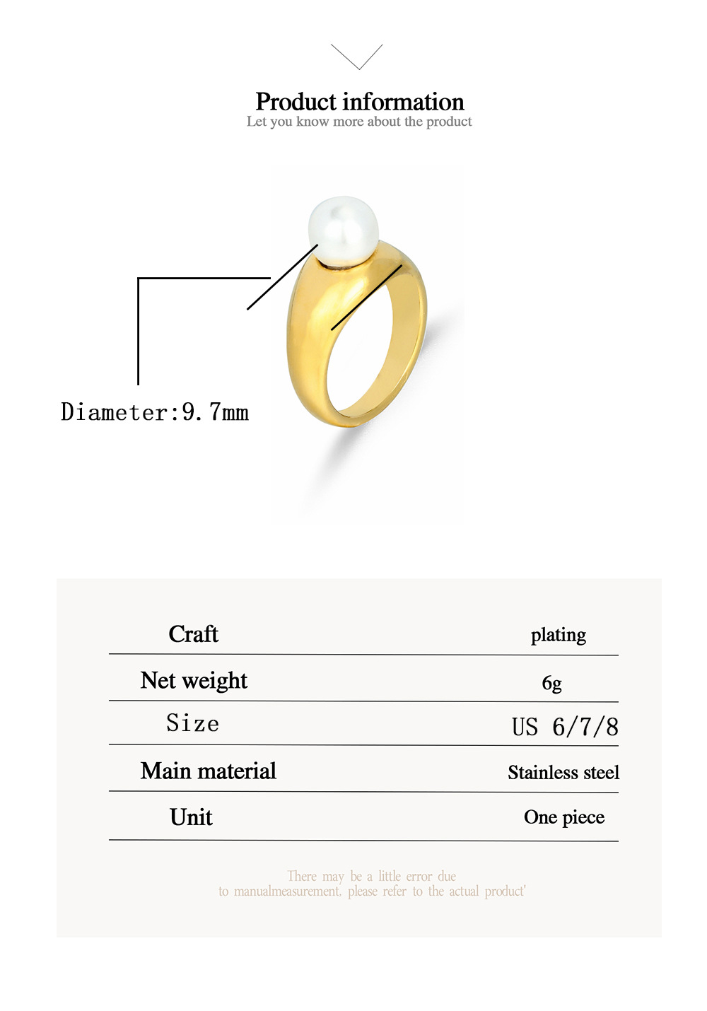 Retro Pearl Stainless Steel Rings Plating Stainless Steel Rings