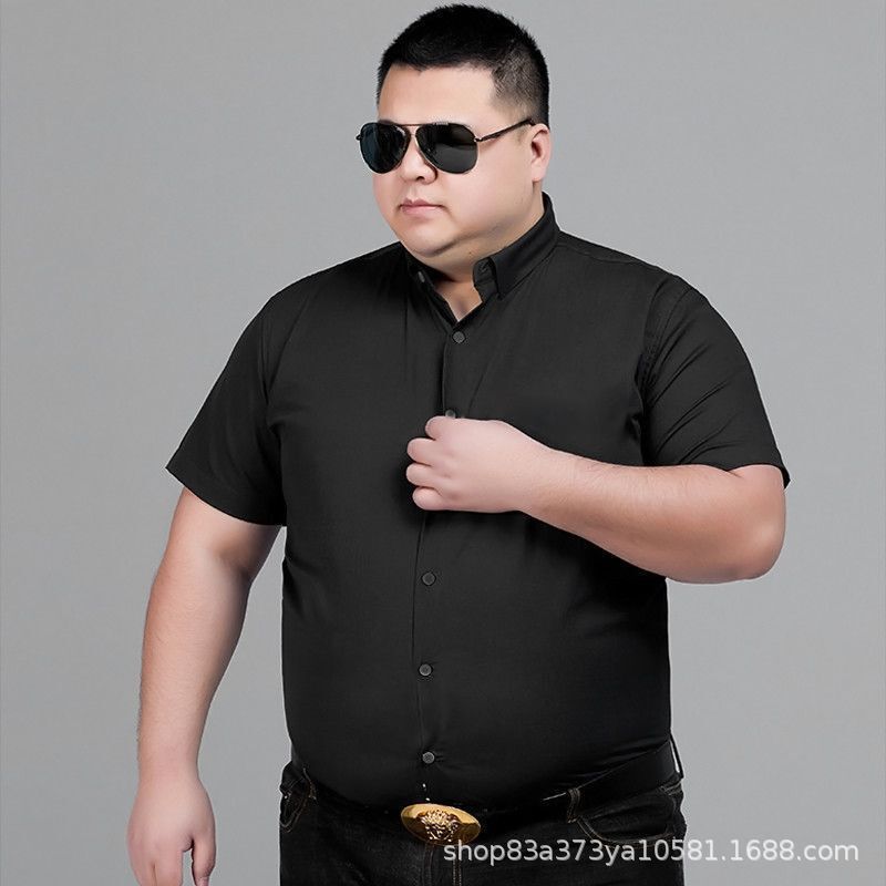 Fat Brother plus size Shirt White Short-sleeved Men's Suit Dress Plus Fat Plus Loose Fat Man Business Fat Man Shirt Fashion