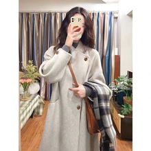 2024秋季韩版小个子呢子大衣中长款燕麦色毛呢外套女赫本风高级感