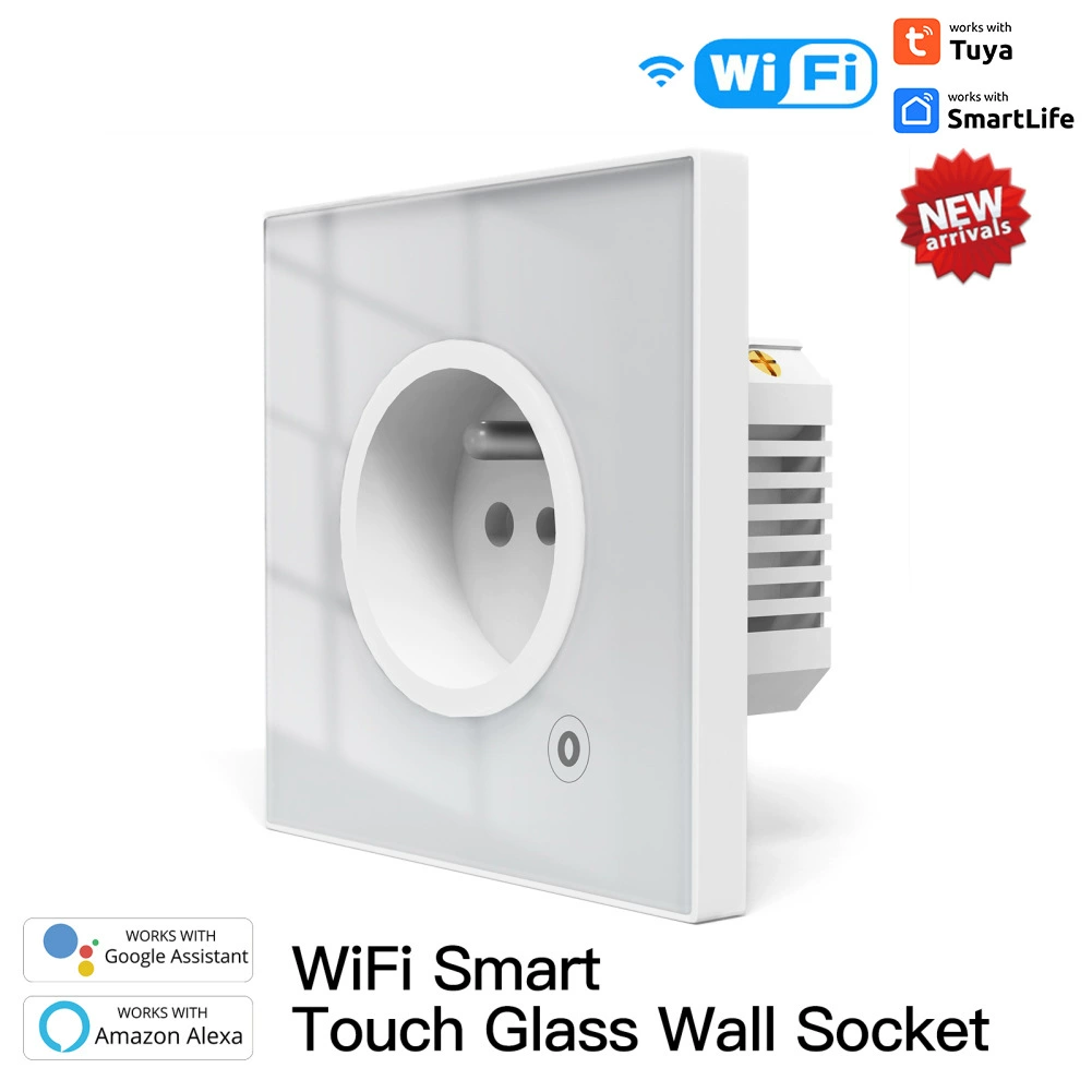 Умная настенная розетка Tuya WiFi со стеклянной панелью