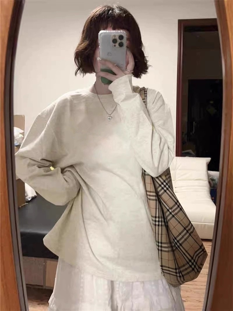 화이트 그레이(긴팔 무지 모델)
