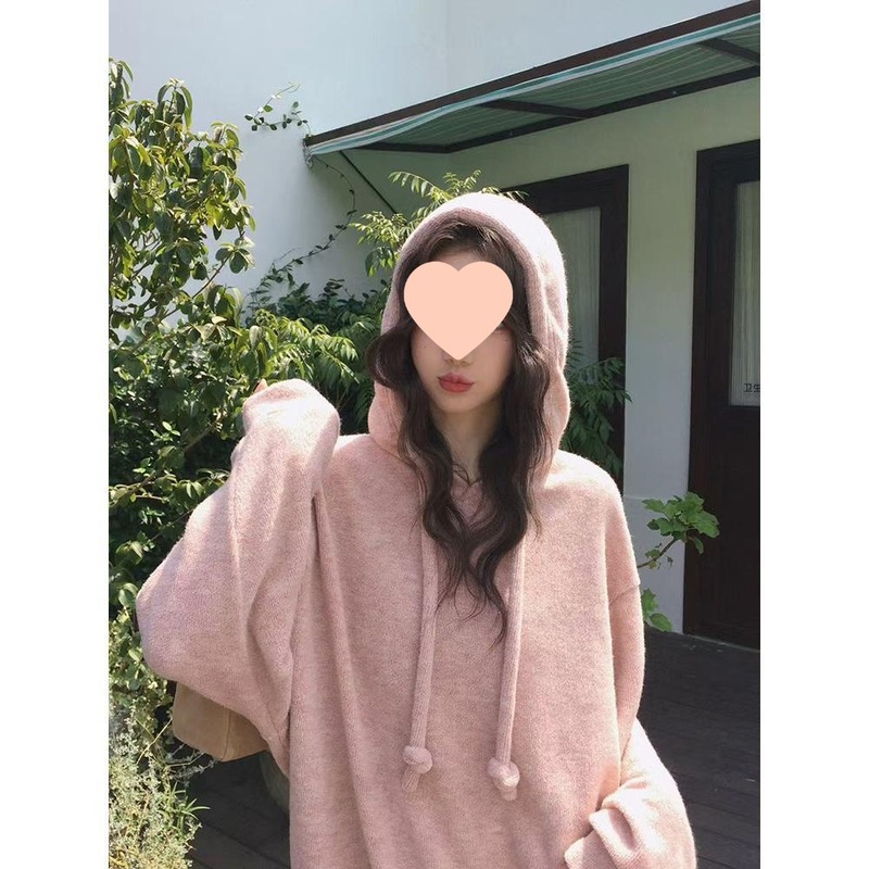 杂色毛圈针织 连帽廓形奶糯感卫衣橡皮粉浅灰色雪尼尔氨纶|undefined