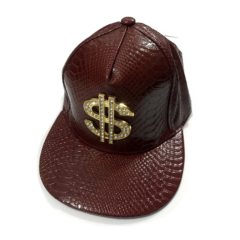 Casquette de baseball en cuir hip-hop à bord plat, à pois, diamant, crocodile, à motifs, pour hommes et femmes, tendance de rue_voghion.com