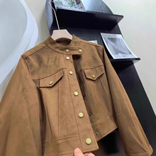 短款麂皮绒外套女春秋新款2025爆款洋气流行小个子高级感夹克上衣