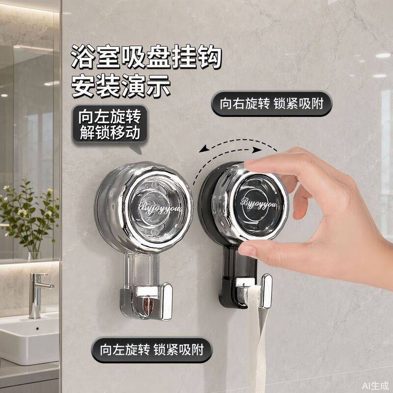 Suction cup hooks, strong vacuum, no-drill adhesive hooks, suitable for kitchen, bathroom, toilet, wall, and behind doors; customizable home hooks Suction cup hooks, strong vacuum, no-drill adhesive hooks, suitable for kitchen, bathroom, toilet, wall, and behind doors; customizable home hooks