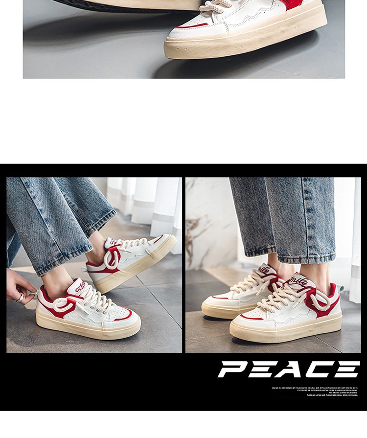 Heiße weiße Schuhe für Herren, sportlich, lässig, Skateboard, dicke Sohlen, Jungen, Nischendesign, trendig_voghion.com