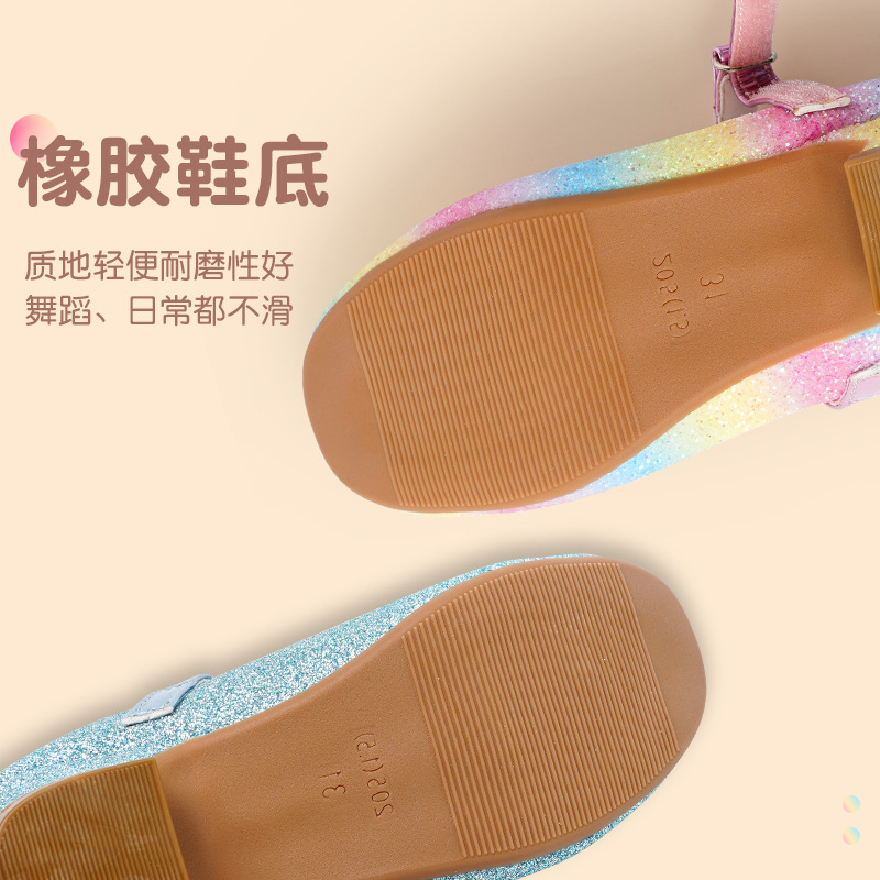 Zapatos de baile para niños Velcro princesa mariposa cordones de zapatos con lentejuelas vestido zapatos de suela blanda zapatos de rendimiento de pasarela