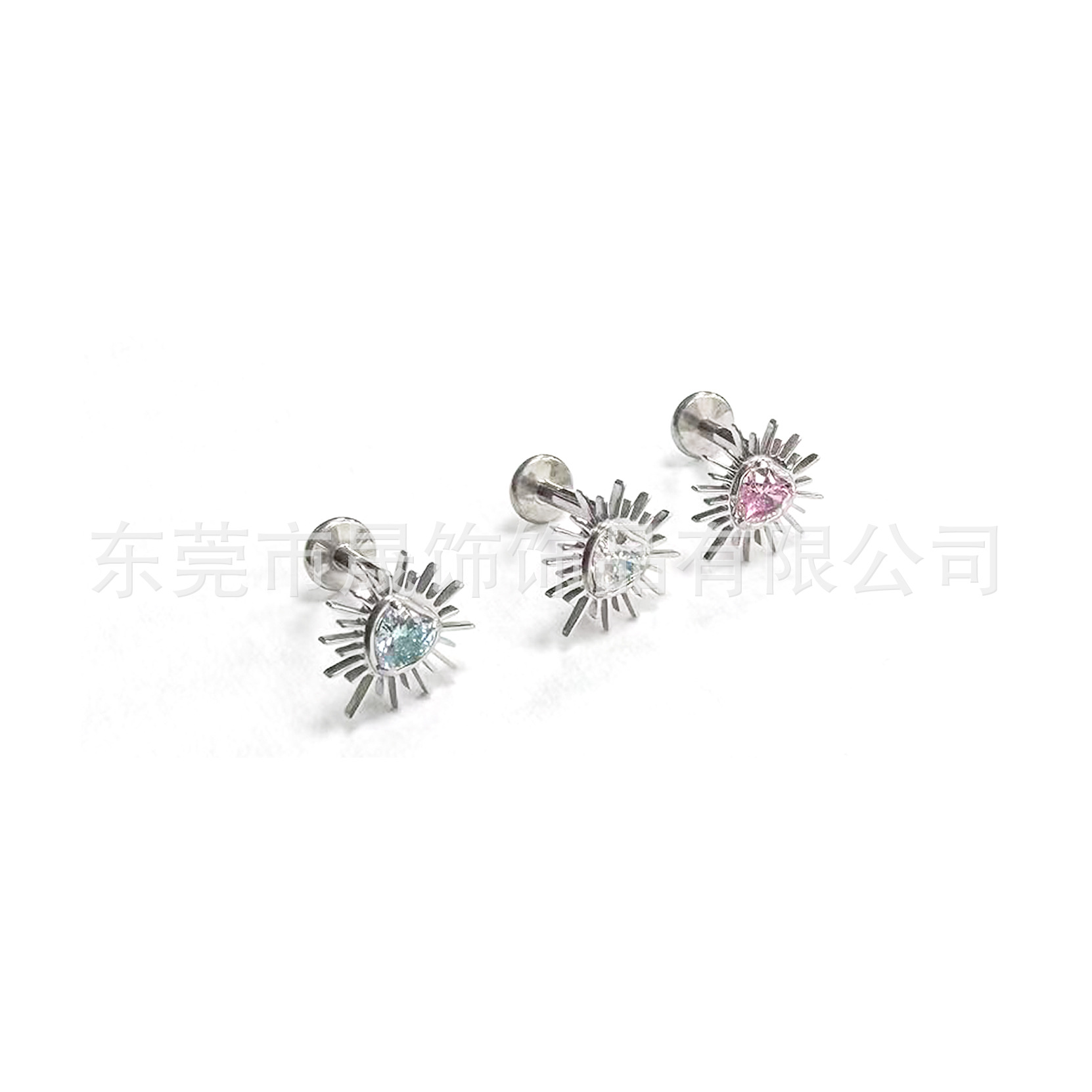 F136 Titanium Alloy Ear Stud 海胆 Heart 芒刺 Studded 5A Cubic Zirconia Helix Cartilage Stud G23 Titanium Piercing Jewelry