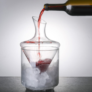Household European-Style Ice Bucket with Slanted Mouth for Quick Decanting of Red Wine, Slanted Mouth Tumbler Wine Divider, High Borosilicate Decanter